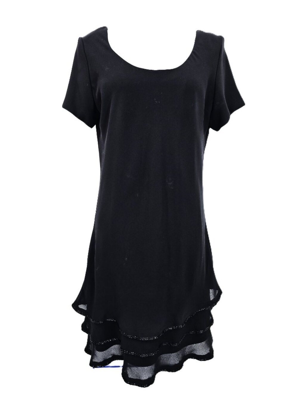 VTG Jeffrey & Dara Black Beaded Tiered Cocktail Little Black Dress Women 12